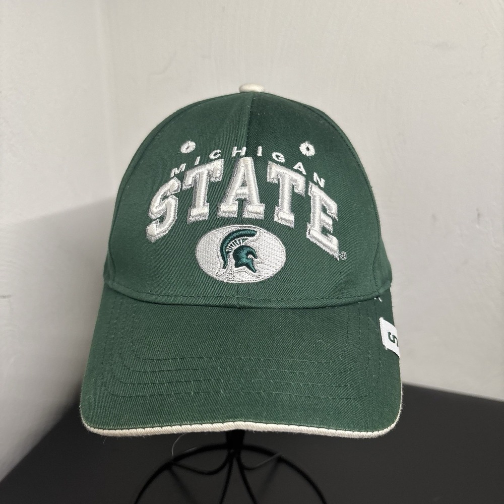 Vintage Michigan State Spartans Hat Cap Zephyr OSFM 90s Green Spell Out‎ MSU